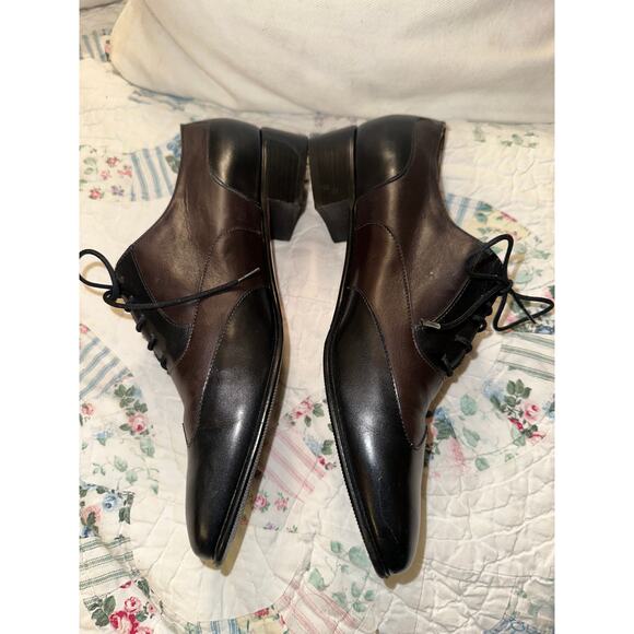 VINTAGE SALVATORE FERRAGAMO 2 TONE LEATHER OXFORDS LACE UP SHOES 7.5N - Picture 4 of 7